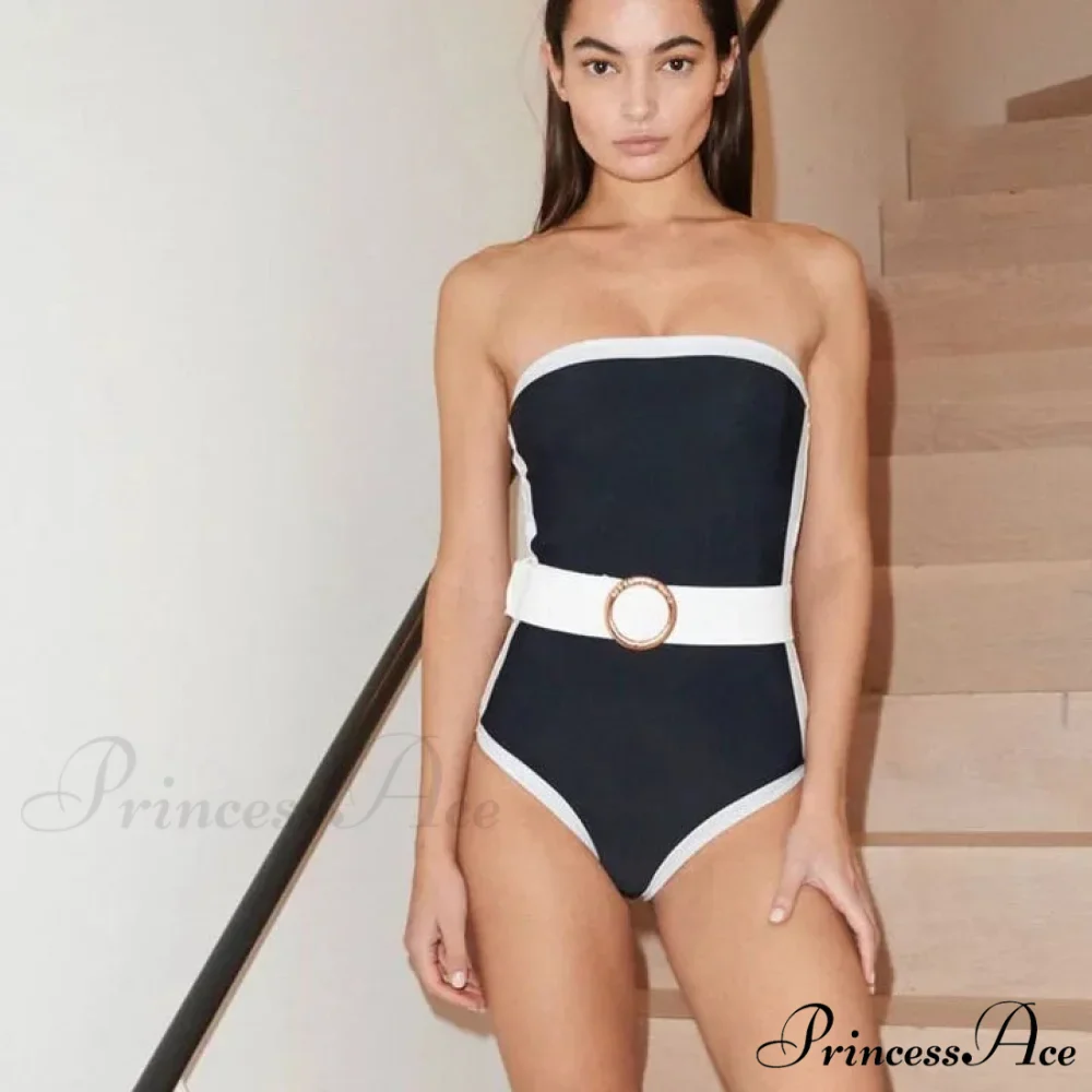 Strapless Multicolored Polka Dot Designer Swimsuit One Piece - Image 6