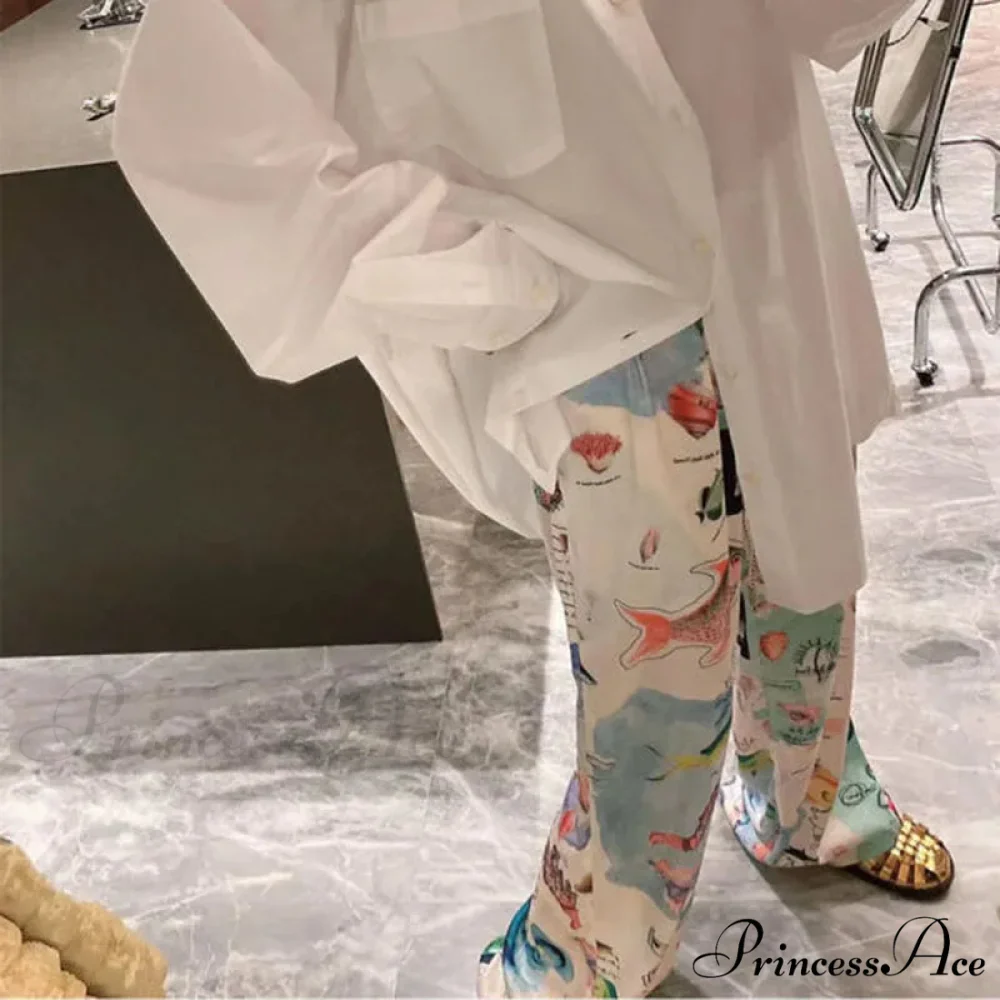 Street Art Pattern Wide Leg Stretchy High Waist Trousers - Image 2