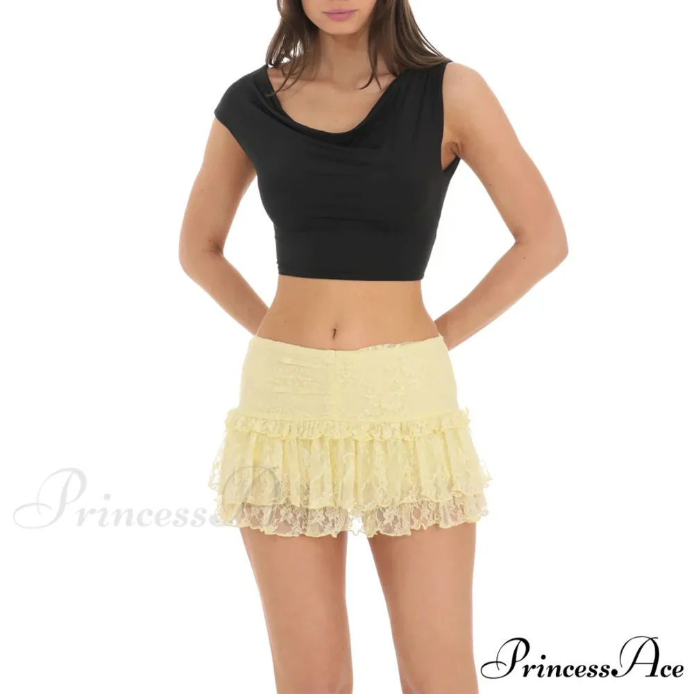 Stretchy Elevated Waist Frills Skirt - Image 4
