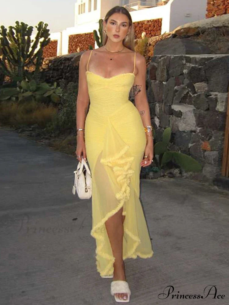 Stretchy Net Frills Holiday Dress - Image 3