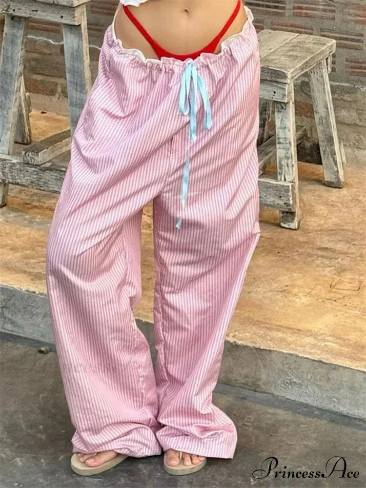 Stripe Drawstring Broad Leg Informal Sweatpant Pant - Image 2