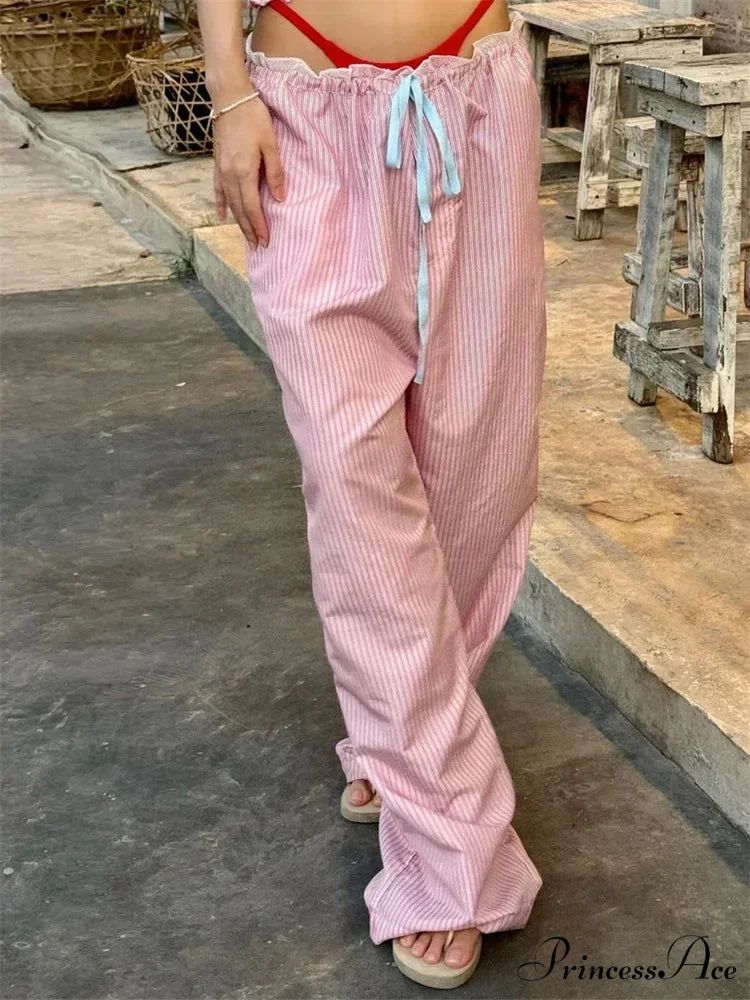 Stripe Drawstring Broad Leg Informal Sweatpant Pant - Image 3