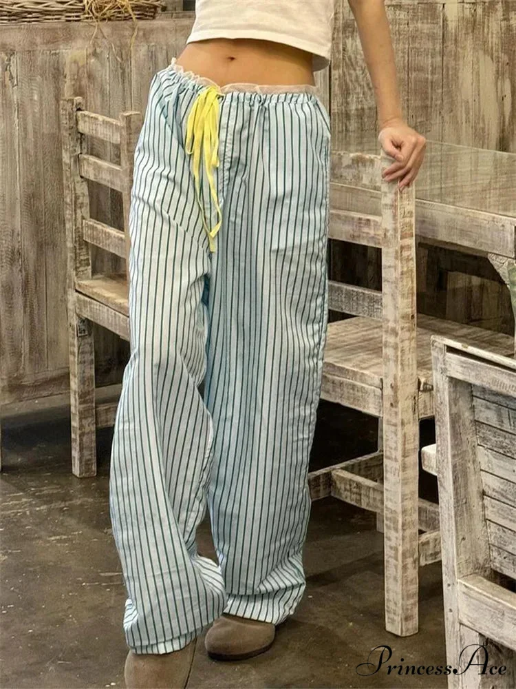 Stripe Drawstring Broad Leg Informal Sweatpant Pant - Image 4