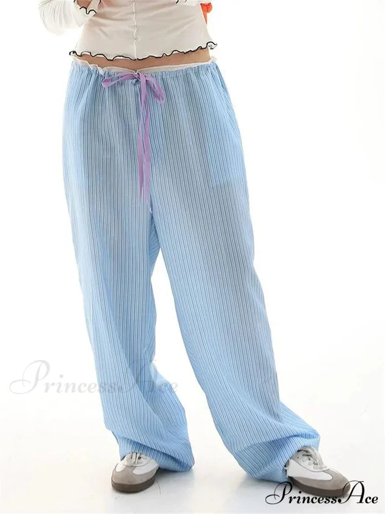 Stripe Drawstring Broad Leg Informal Sweatpant Pant - Image 6