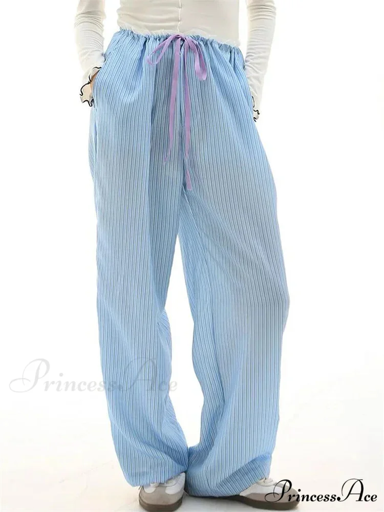 Stripe Drawstring Broad Leg Informal Sweatpant Pant - Image 7
