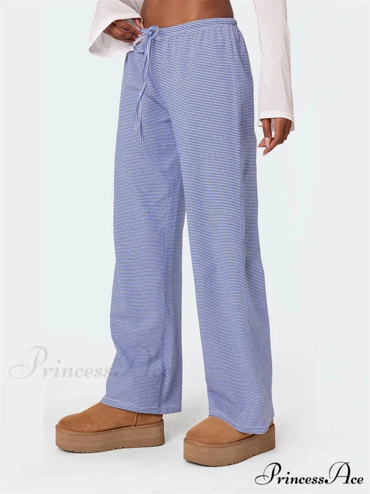 Striped Fasten-Up Flexible Waist Baggy Informal Pant - Image 2