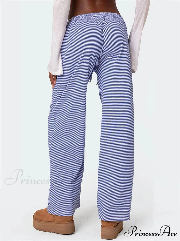 Striped Fasten-Up Flexible Waist Baggy Informal Pant - Image 3