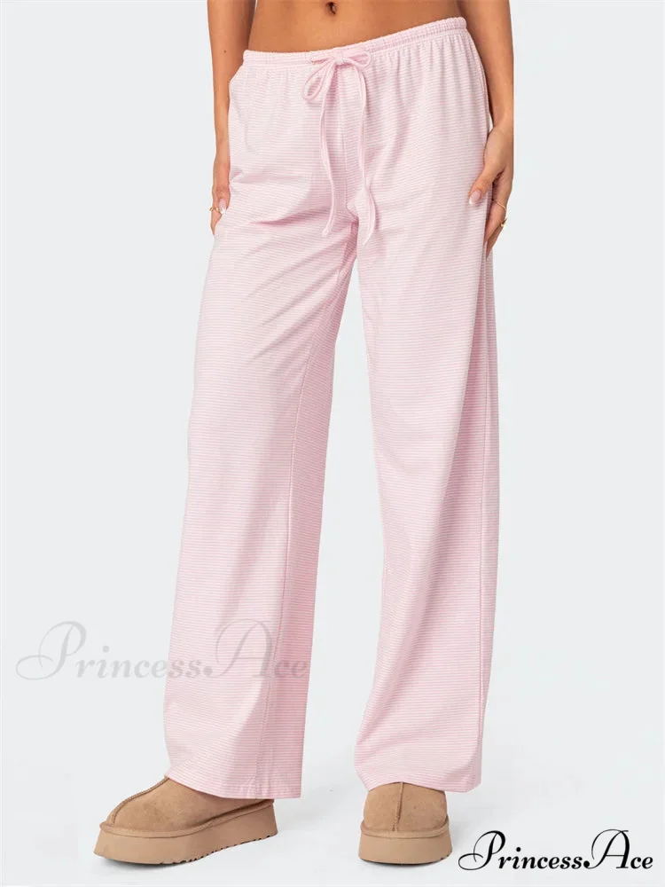 Striped Fasten-Up Flexible Waist Baggy Informal Pant - Image 4