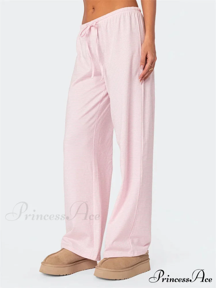 Striped Fasten-Up Flexible Waist Baggy Informal Pant - Image 5