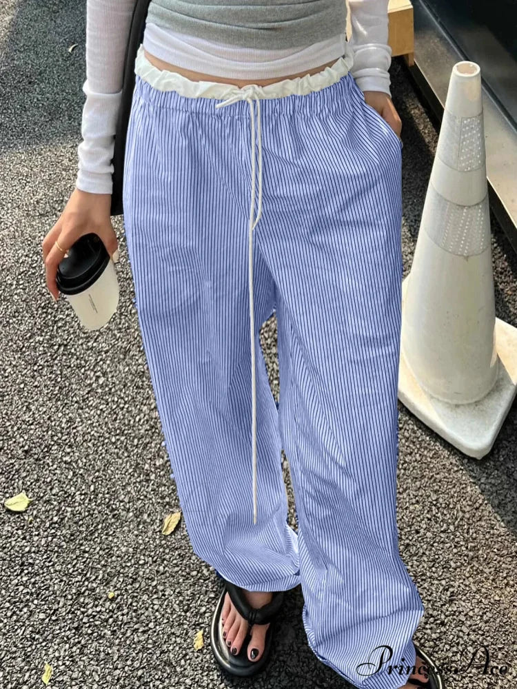 Striped Informal Gathered Retro Sweet Straight Pant - Image 3