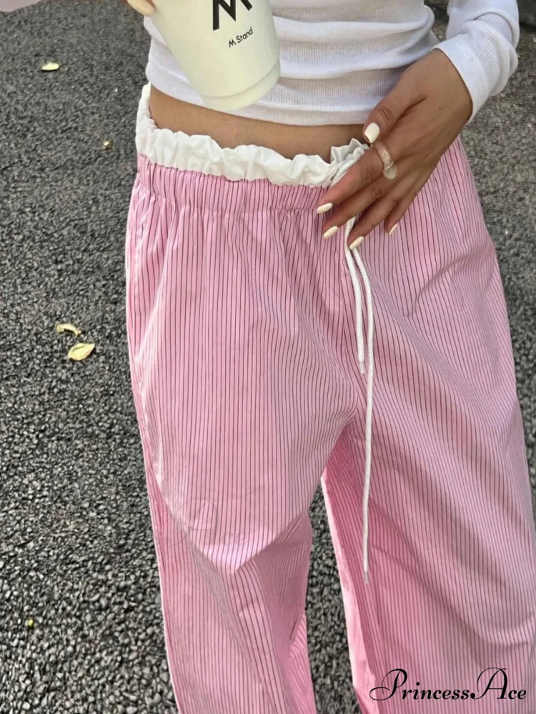 Striped Informal Gathered Retro Sweet Straight Pant - Image 4