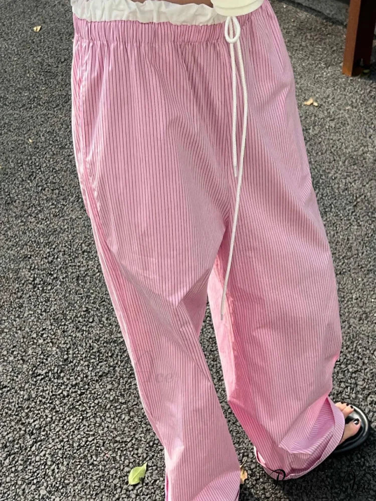 Striped Informal Gathered Retro Sweet Straight Pant - Image 5