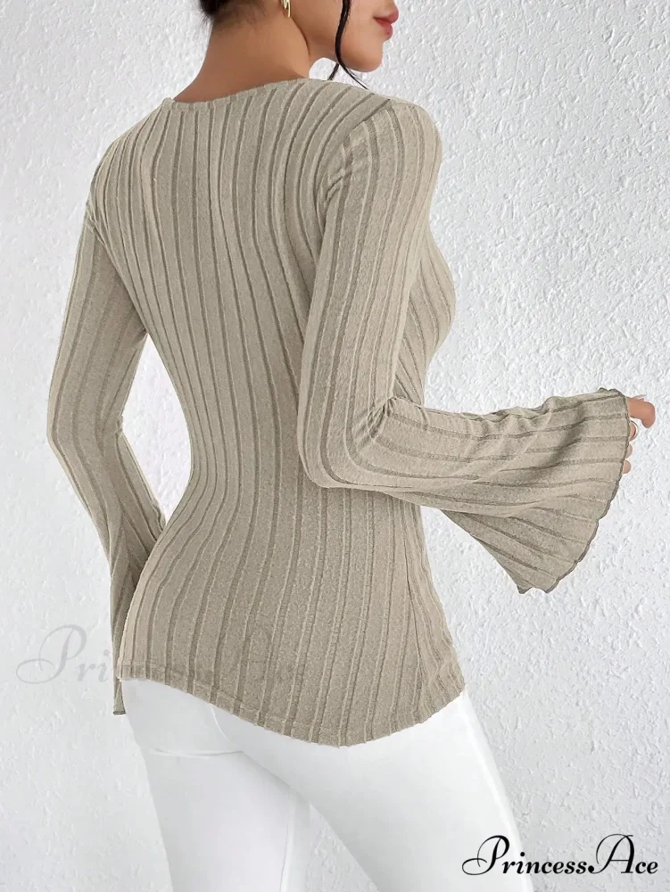 Striped Long Sleeve Knit Sweater - Image 2