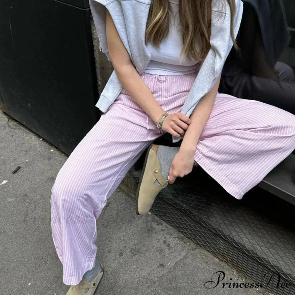 Striped Pajama Informal Stretchy Waist Pant - Image 4