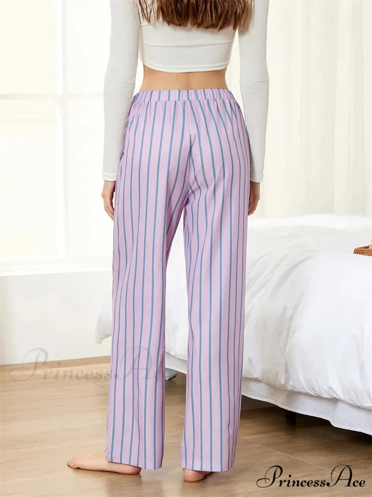Striped Pajama Stretchy Waist Lounge Wide Leg Pant - Image 4