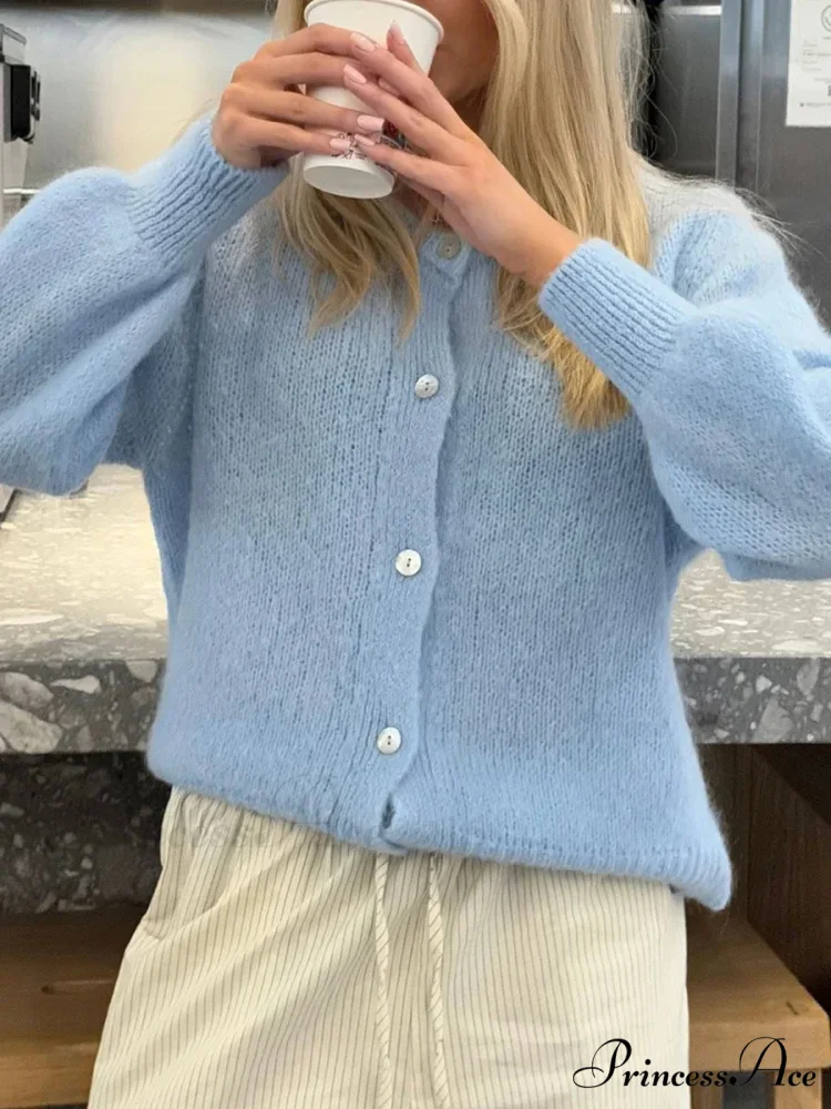 Stylish 2000s Button-Up Knit Informal Soft Cardigan Jacket - Image 10
