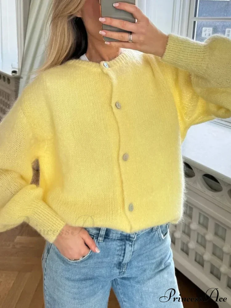 Stylish 2000s Button-Up Knit Informal Soft Cardigan Jacket - Image 11