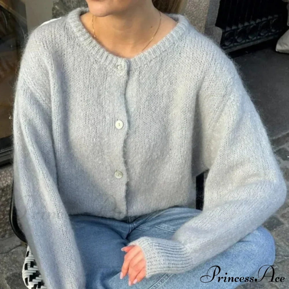 Stylish 2000s Button-Up Knit Informal Soft Cardigan Jacket - Image 3