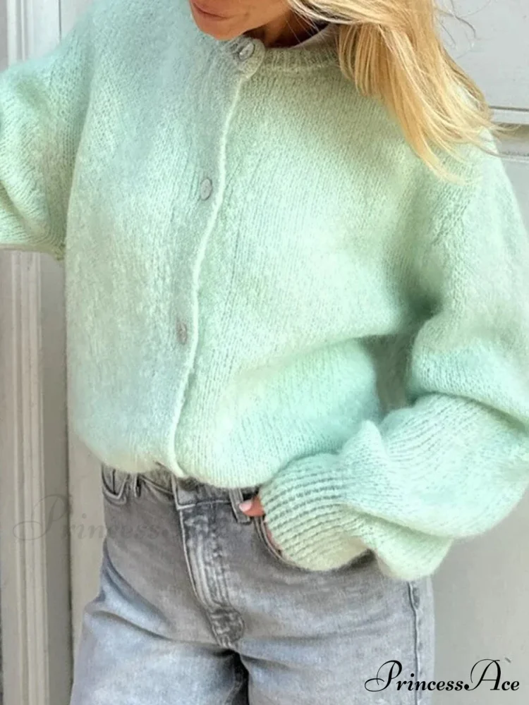 Stylish 2000s Button-Up Knit Informal Soft Cardigan Jacket - Image 6