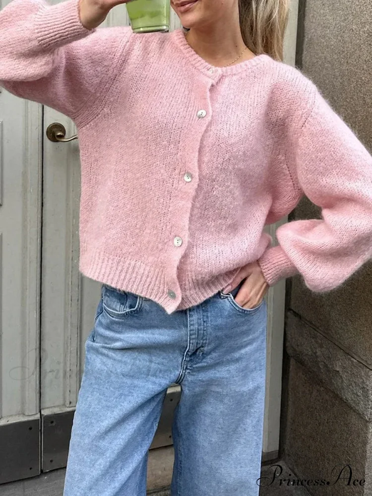 Stylish 2000s Button-Up Knit Informal Soft Cardigan Jacket - Image 7