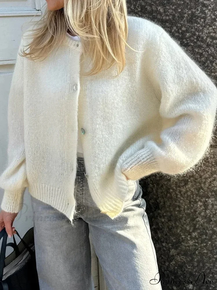 Stylish 2000s Button-Up Knit Informal Soft Cardigan Jacket - Image 9