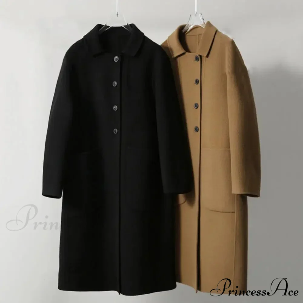 Stylish Black O-neck Puff Sleeve Overcoat - Image 4
