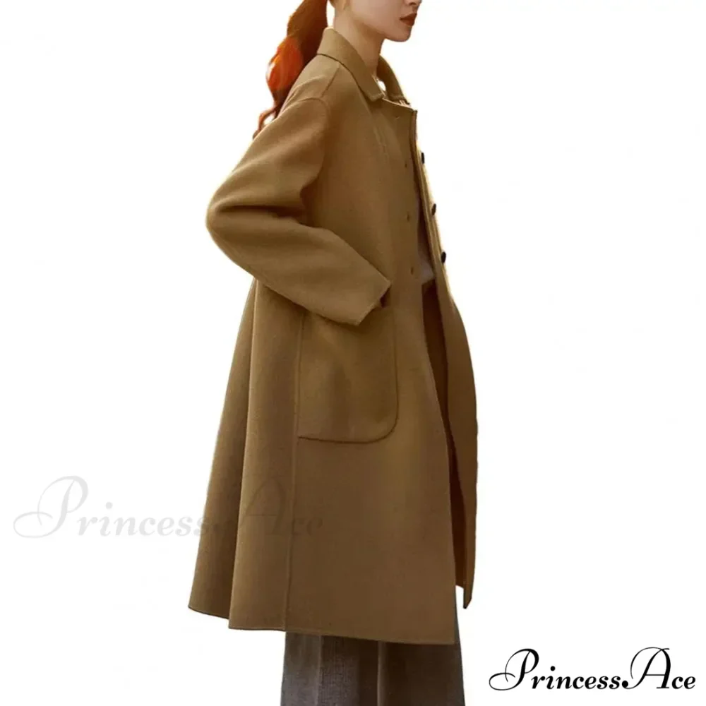 Stylish Black O-neck Puff Sleeve Overcoat - Image 6
