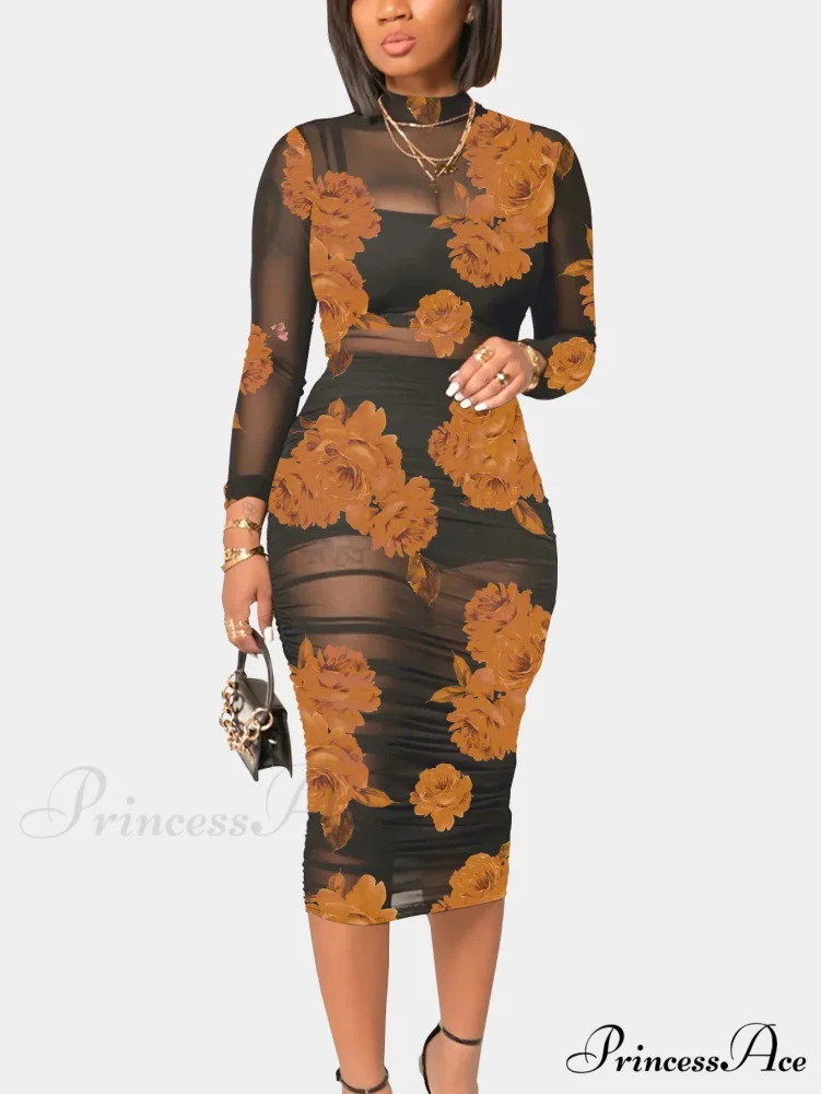 Stylish Blossom Net Medium Length Seductive Celebration Dress - Image 6