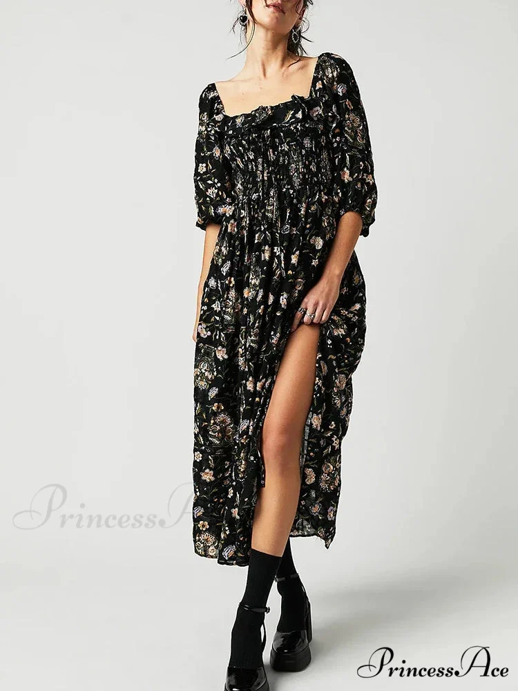 Stylish Bohemian Open-Back Frilly Flower Dress - Image 3