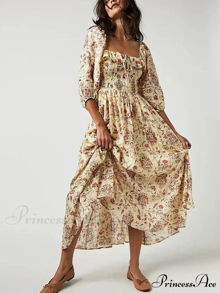 Stylish Bohemian Open-Back Frilly Flower Dress - Image 4