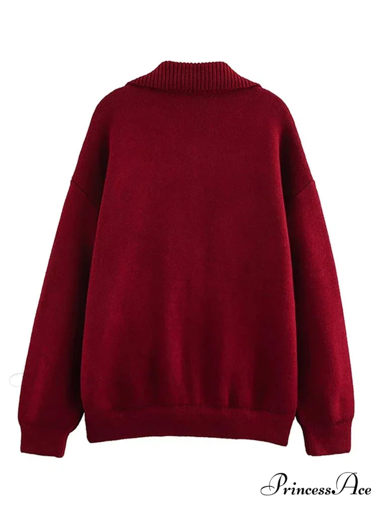 Stylish Collar Plain Buttoned Pockets Lengthy Knitted Cardigan - Image 2
