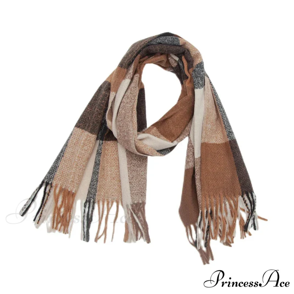 Stylish Cozy Knitted Cashmere Checkered Scarf - Image 10