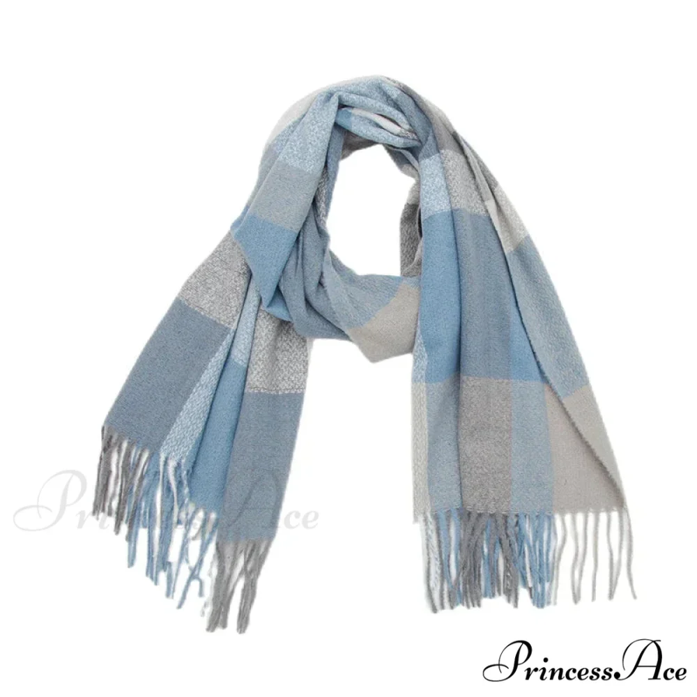 Stylish Cozy Knitted Cashmere Checkered Scarf - Image 11