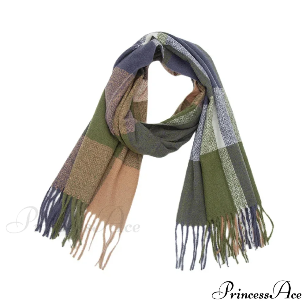 Stylish Cozy Knitted Cashmere Checkered Scarf - Image 12