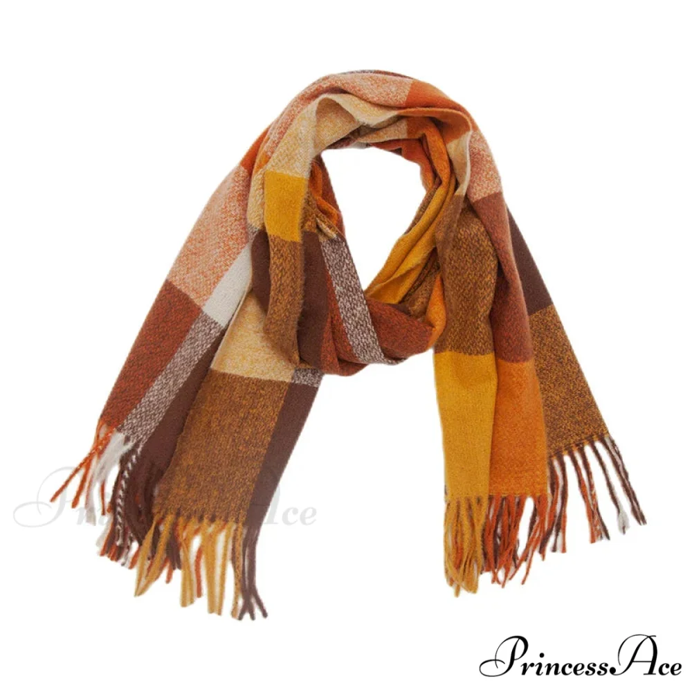 Stylish Cozy Knitted Cashmere Checkered Scarf - Image 7