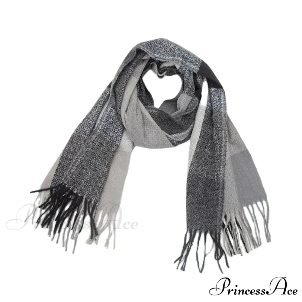 Stylish Cozy Knitted Cashmere Checkered Scarf - Image 8
