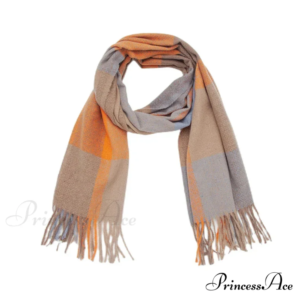 Stylish Cozy Knitted Cashmere Checkered Scarf - Image 9