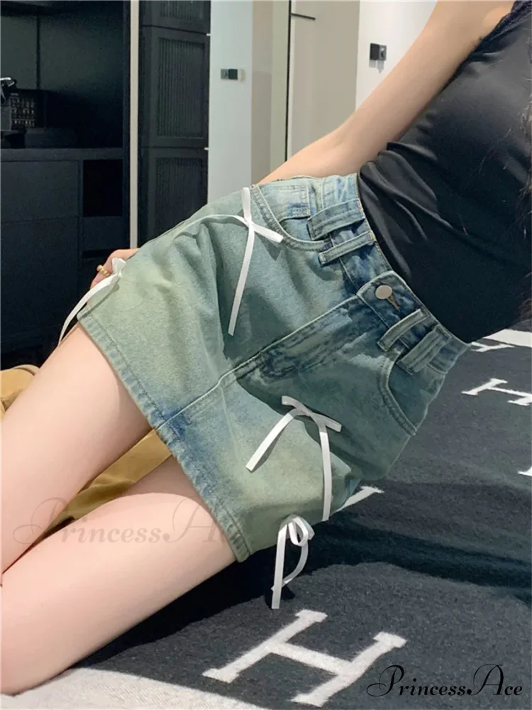 Stylish Denim Bow Detail Skirt - Image 5