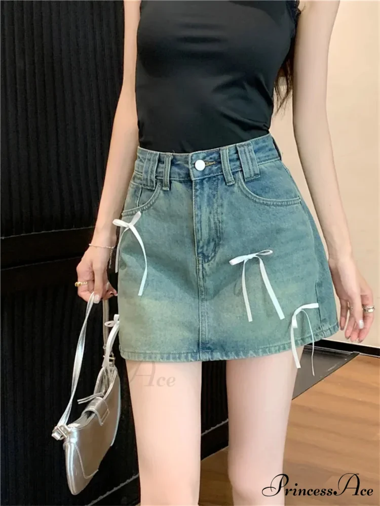 Stylish Denim Bow Detail Skirt - Image 6