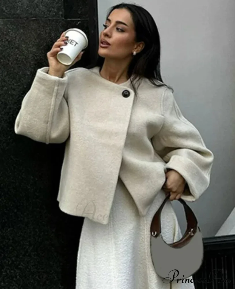 Stylish Durable Wool Single Button Overcoat