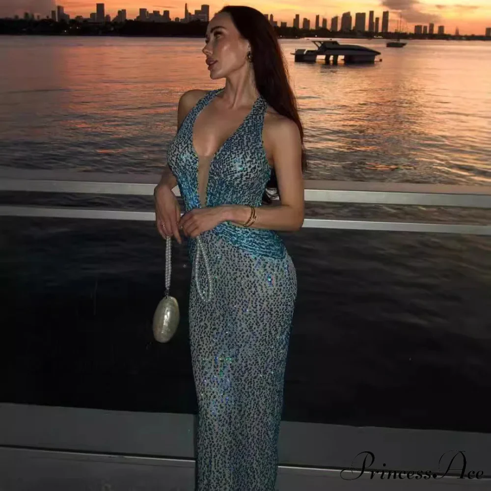 Stylish Ebony Beaded Bandage Celebration Dress Prom Dress - Image 2
