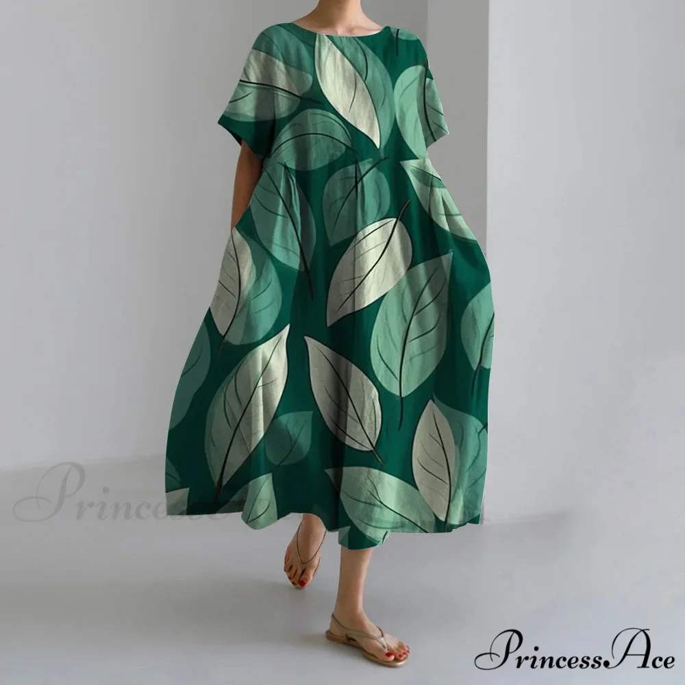 Stylish Fall Vintage Flower Pattern Circular Neck Evening Gown - Image 4