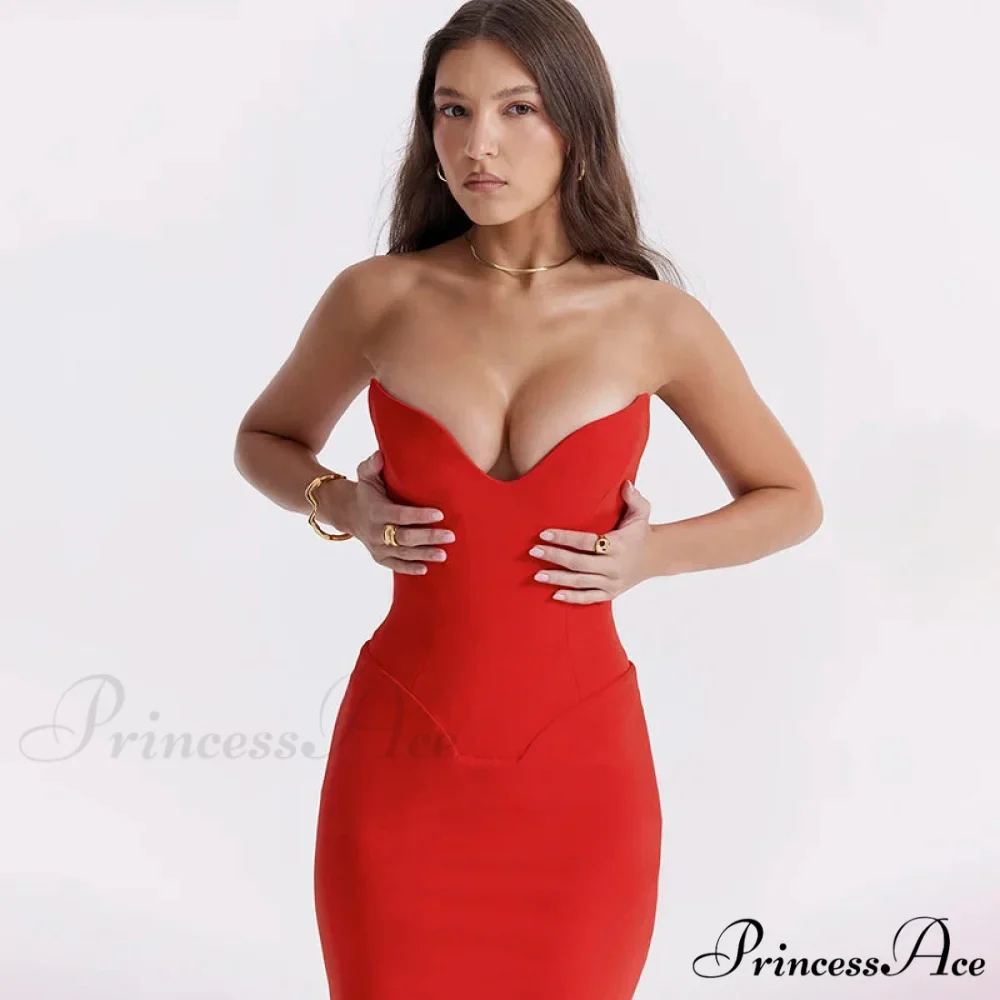 Stylish Fishbone Thin Sheath Fishtail Maxi Dress - Image 3