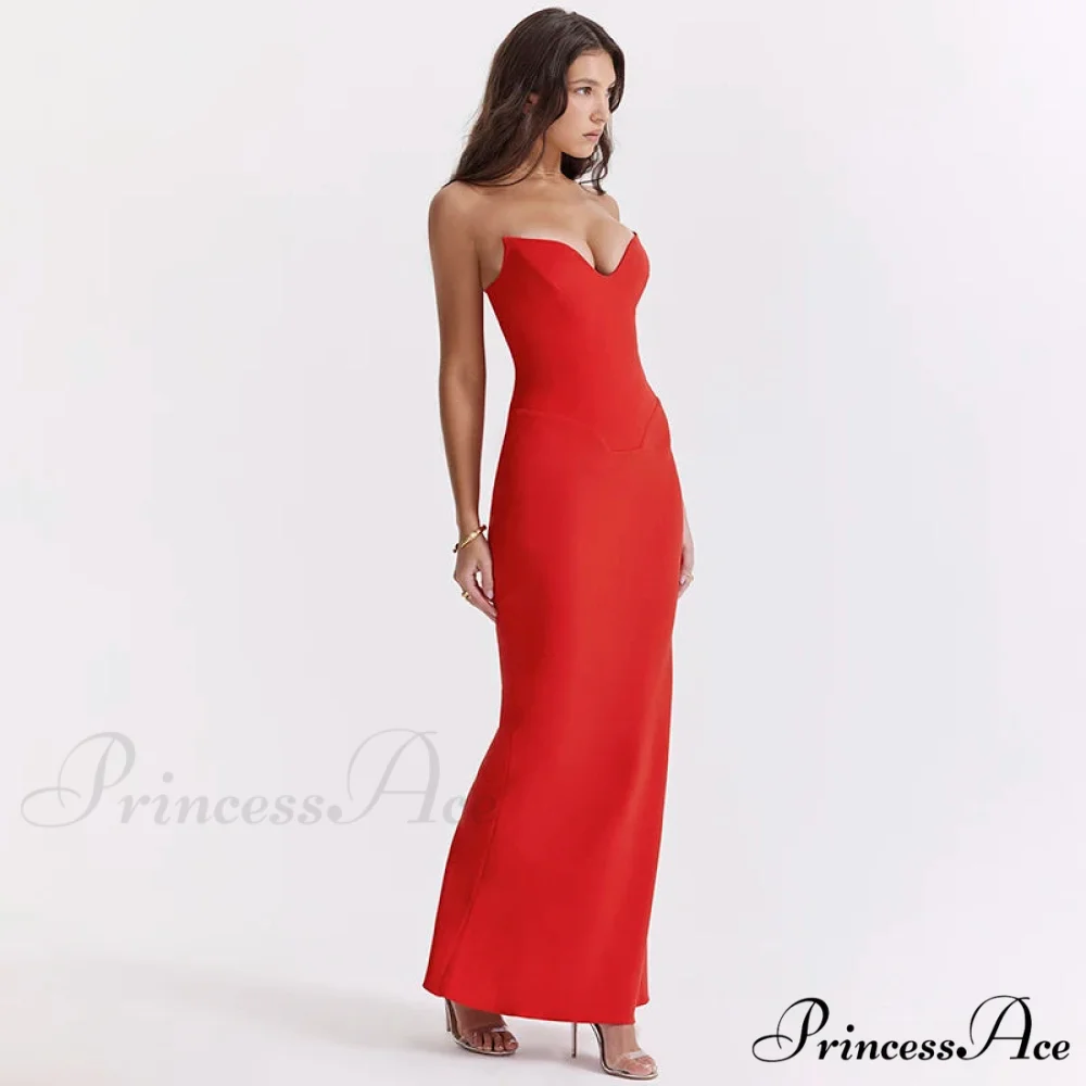 Stylish Fishbone Thin Sheath Fishtail Maxi Dress - Image 4