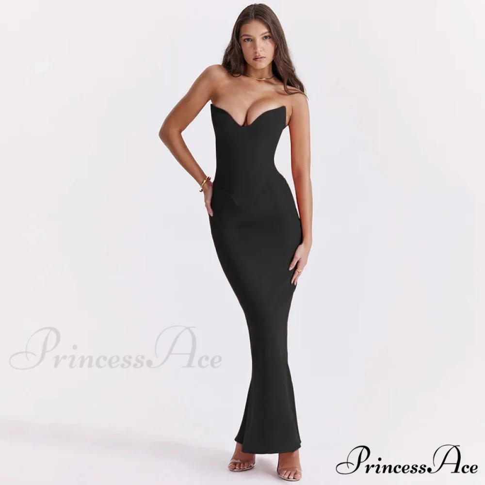 Stylish Fishbone Thin Sheath Fishtail Maxi Dress - Image 5