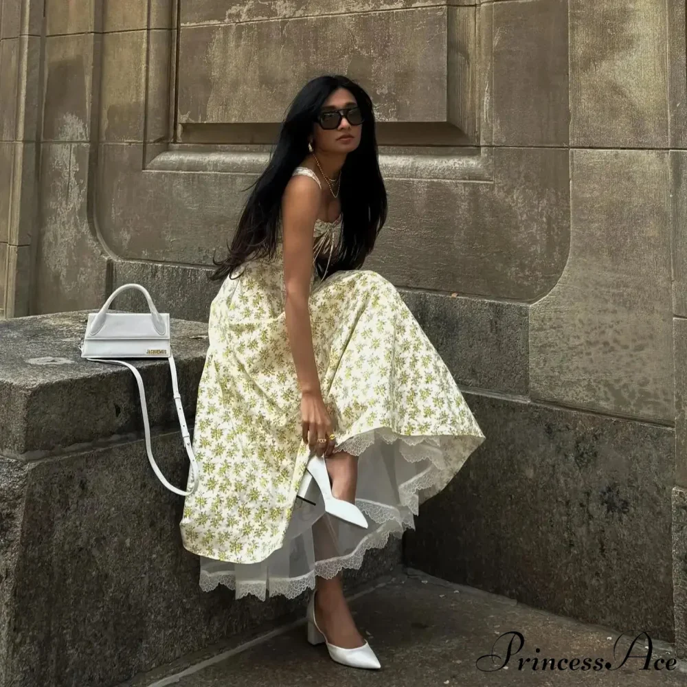 Stylish Flower Pattern Summer Midi Dress - Image 4