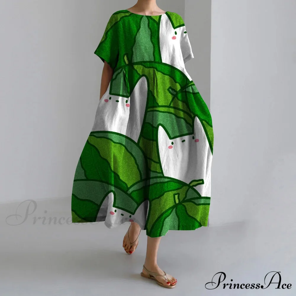 Stylish Flower Patterned Short Sleeve Evening Flower Dress - Image 8