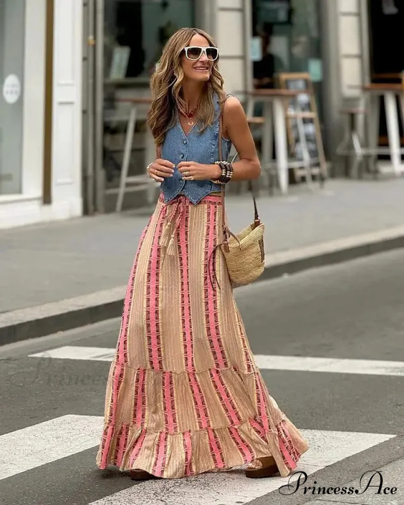 Stylish Flower Pleats Free-Spirited Stretchy High Waist Skirt - Image 13