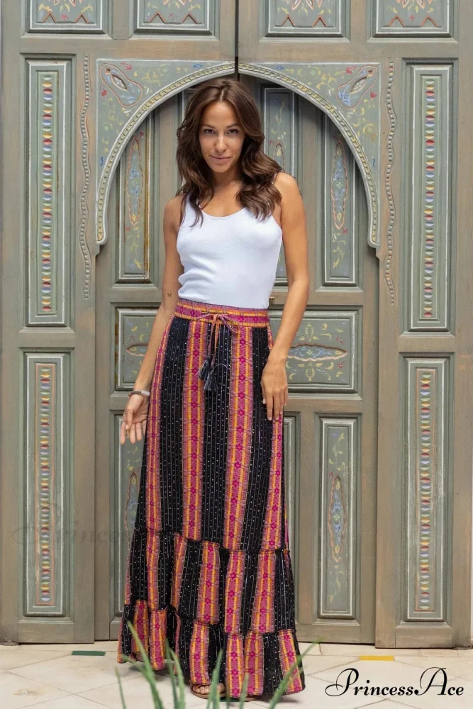 Stylish Flower Pleats Free-Spirited Stretchy High Waist Skirt - Image 8