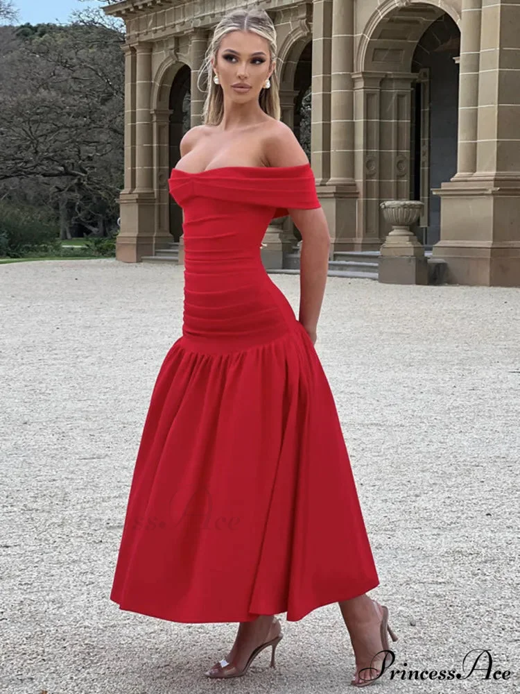 Stylish Folded A-line Maxi Holiday Dress - Image 3